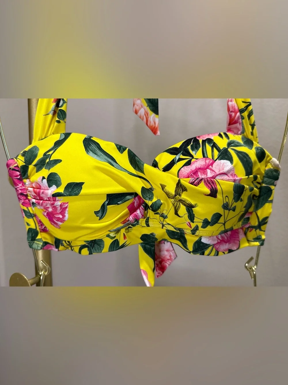 Gibson Yellow Floral Halter Bikini Set